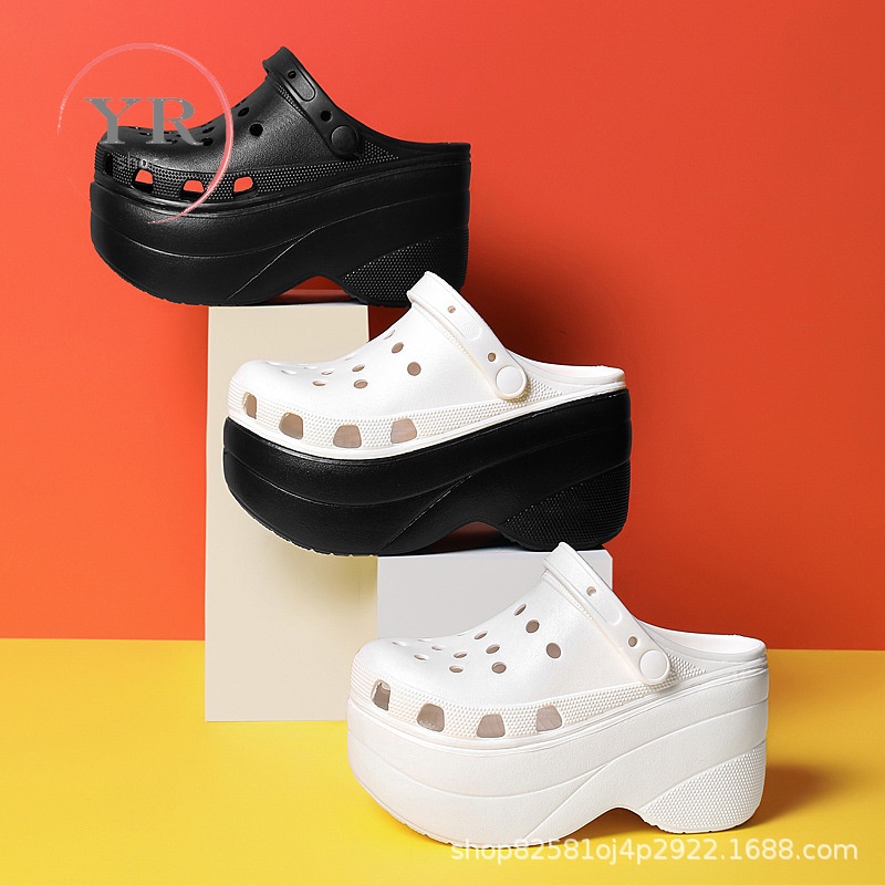 CROCS รองเท้าส้นสูง 10 ซม. พลัสไซซ์ สําหรับผู้หญิง ไซซ์ 35-42