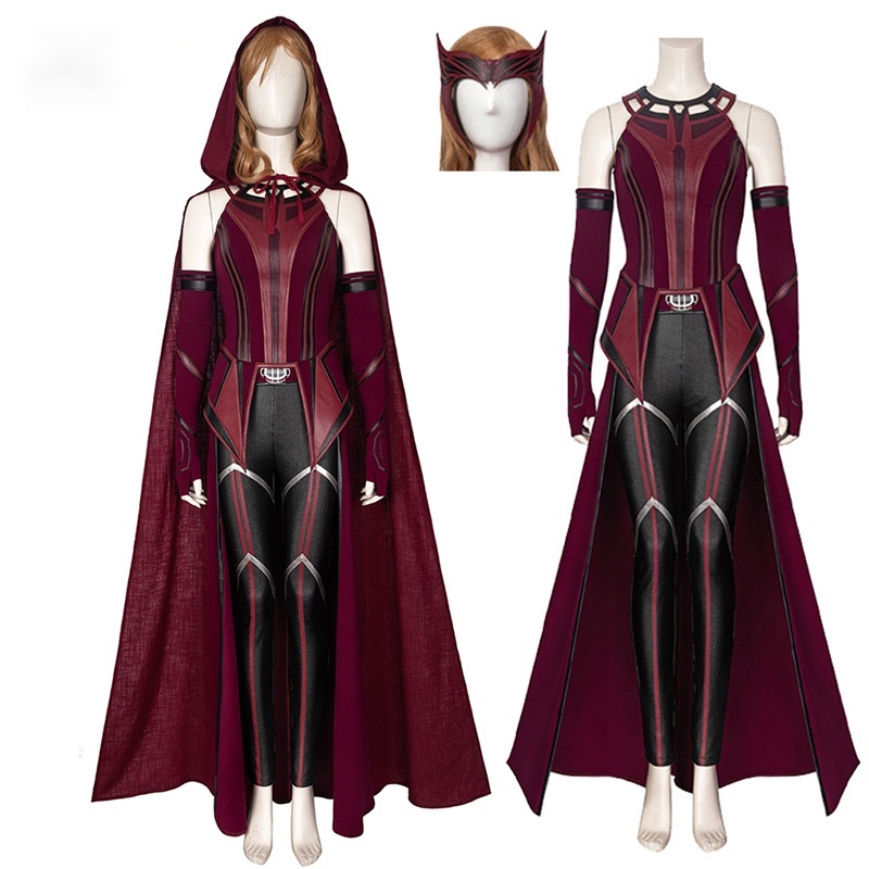 Superheroine ฮาโลวีน Scarlet คอสเพลย์แม่มดเครื่องแต่งกายคุณภาพสูง Vision Wanda Maximoff Battle ชุด E