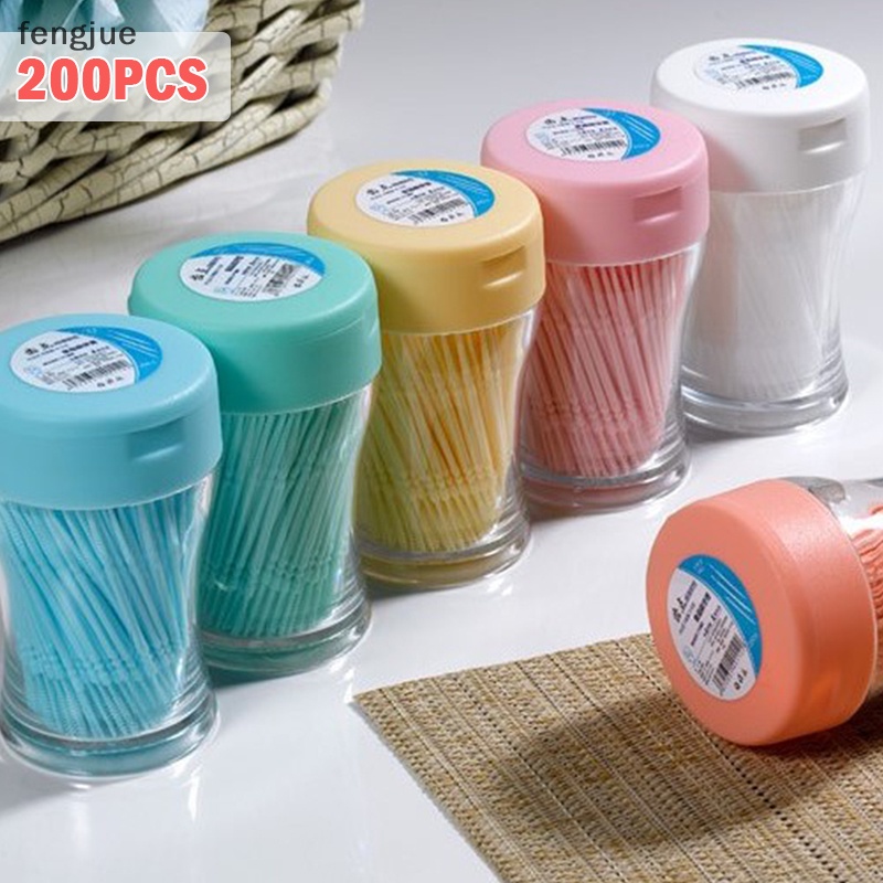 Fengjue แปรงสีฟันไม้จิ้มฟันพลาสติก แบบสองหัว 200 ชิ้น ต่อชุด TH