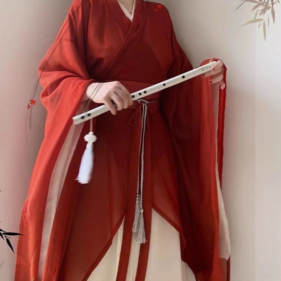 ต้นฉบับhanfu North South Dynastyฤดูใบไม้ร่วงฤดูหนาวWei Jinสไตล์Hanfuเสื้อแขนใหญ่ข้ามหญิงผ้ากันเปื้อนรูปทรงพิเศษกลุ่มหัก