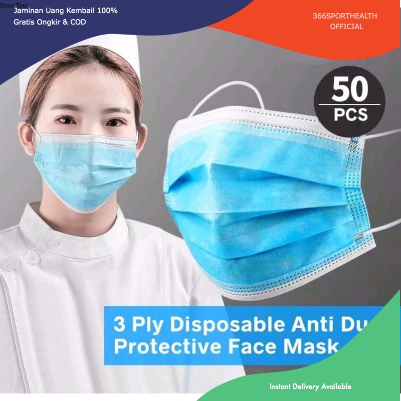 [366SH ] Earloop Medical Mask 50 ชิ ้ น / กล ่ อง Health Mask 3ply Surgical facemask Face Mask ใบอนุญาตอย ่ างเป ็ นทางการ BNPB