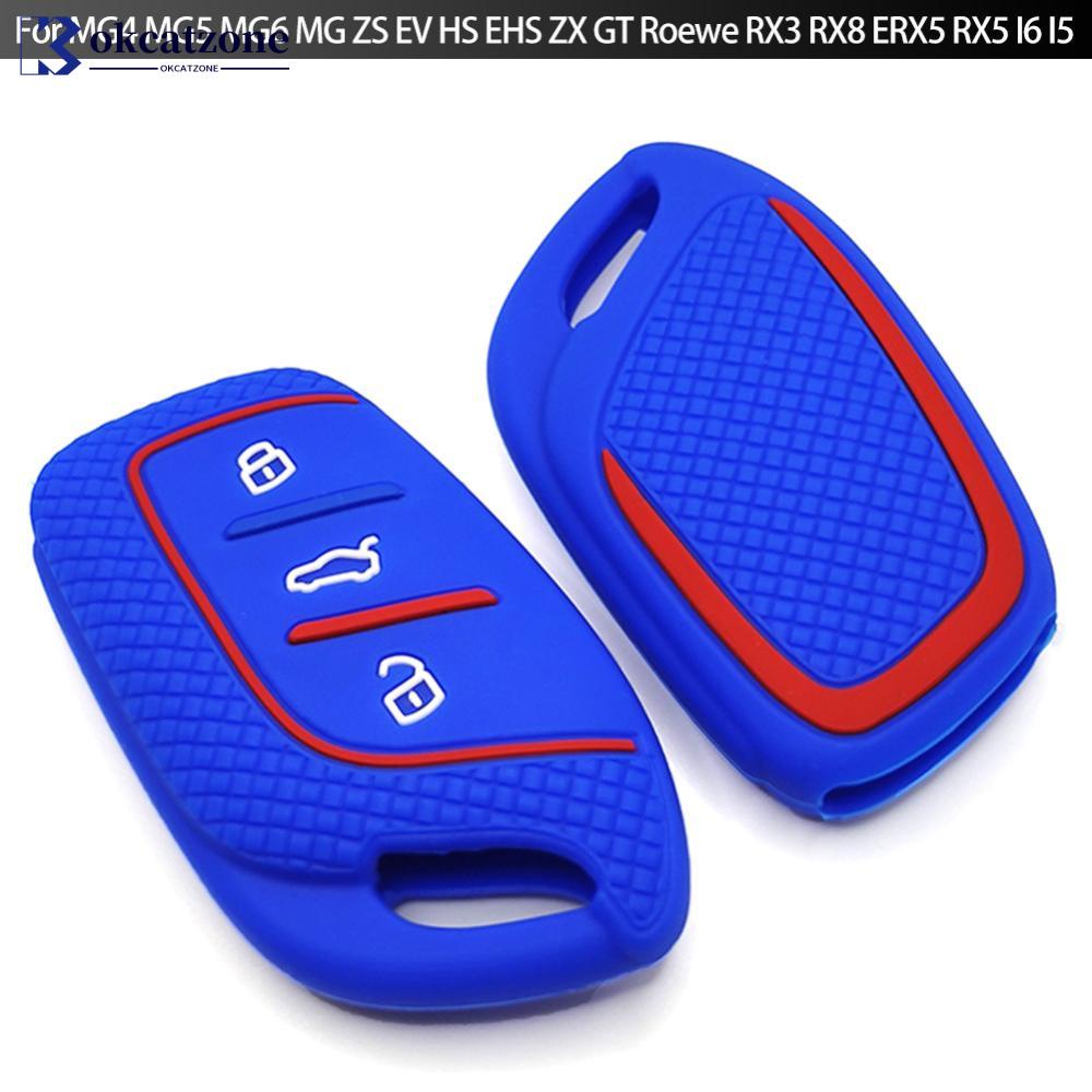Okcatzone เคสซิลิโคน 3 ปุ่ม พร้อมพวงกุญแจ สําหรับ MG4 MG5 MG6 MG ZS EV HS EHS ZX GT T3W4