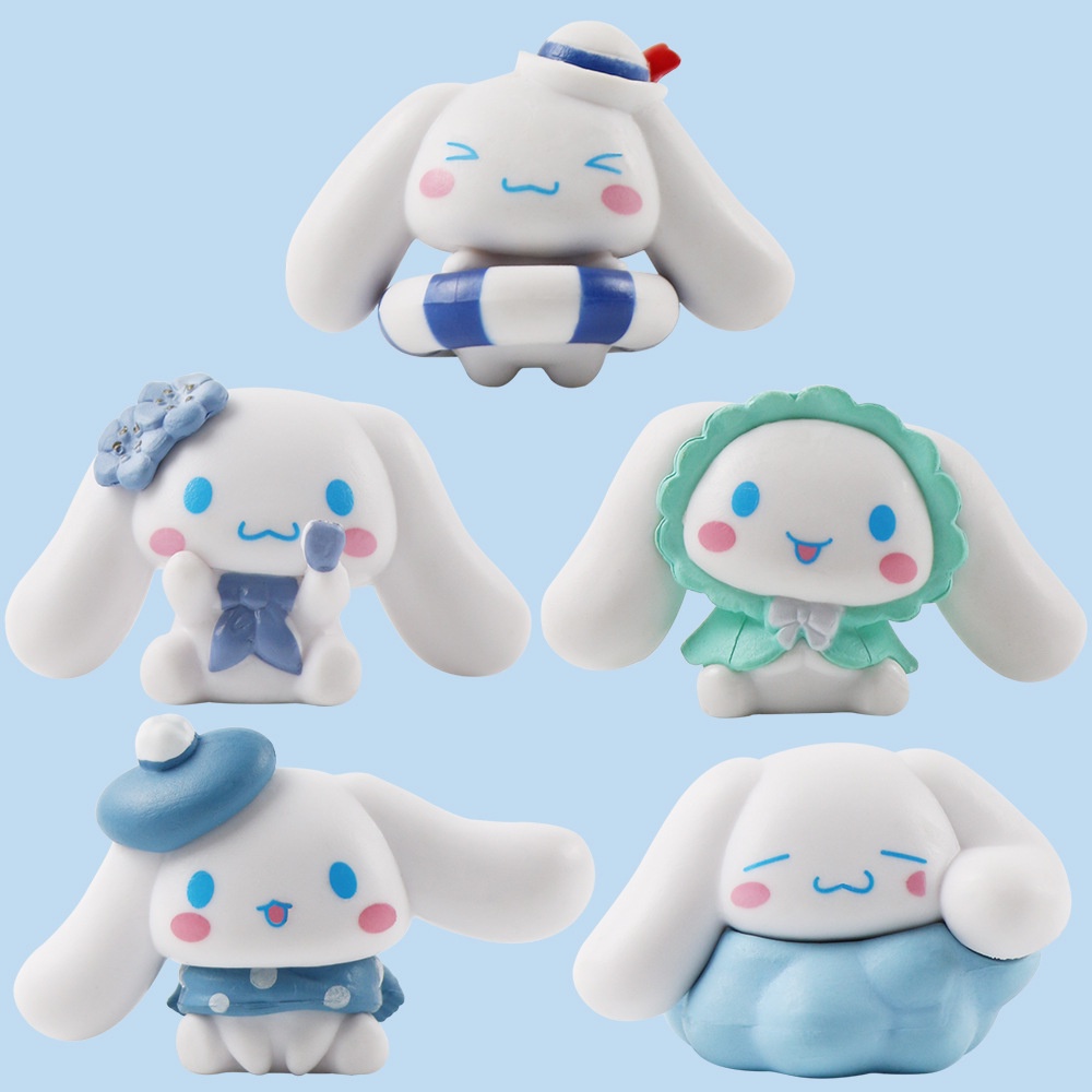 โมเดลฟิกเกอร์ การ์ตูนอนิเมะ Cinnamoroll แฮนด์เมด DIY สําหรับตกแต่งเค้กวันเกิดเด็ก 5 ชิ้น ต่อชุด