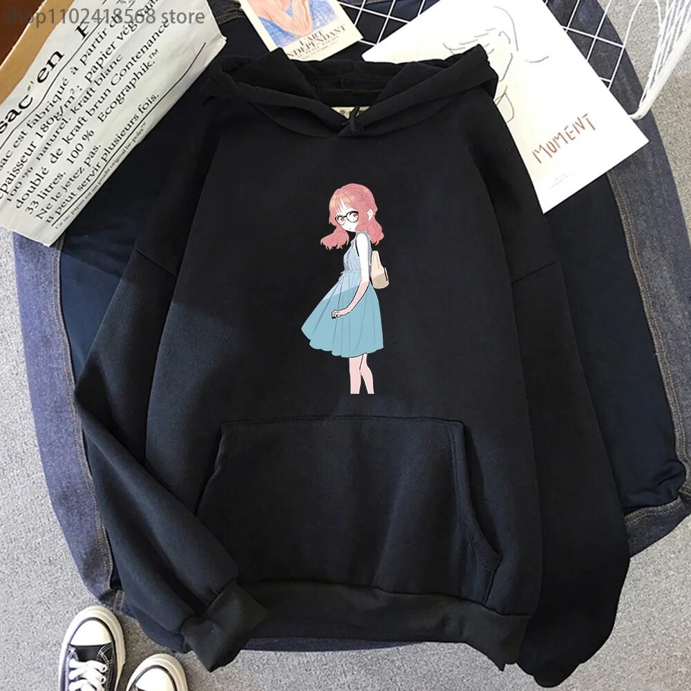เสื้อกันหนาว มีฮู้ด ลายการ์ตูนกราฟิก I Like Forgot Her Glasses Ai Mie แฟชั่นฤดูใบไม้ร่วง และฤดูหนาว 