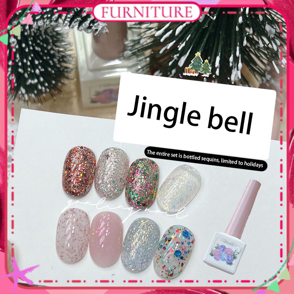 ♕ Adhere Yanling คริสต์มาสเล็บเจล Jingle Bells Series Edelweiss สีเขียว Glitter เลื่อม Super Flash Phototherapy กาวเล็บสำหรับเล็บ Shop 12ml เฟอร์นิเจอร์