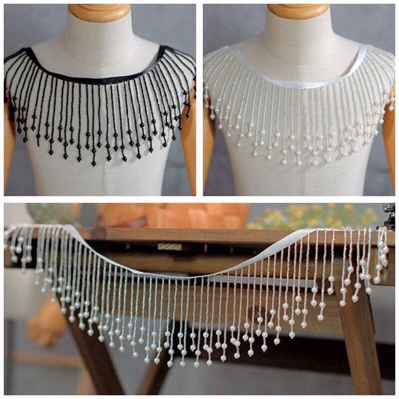 1 เมตร คริสตัล ลูกปัด พู่ ขอบลูกไม้ เย็บเครื่องแต่งกาย ผ้าม่าน เบาะ DIY