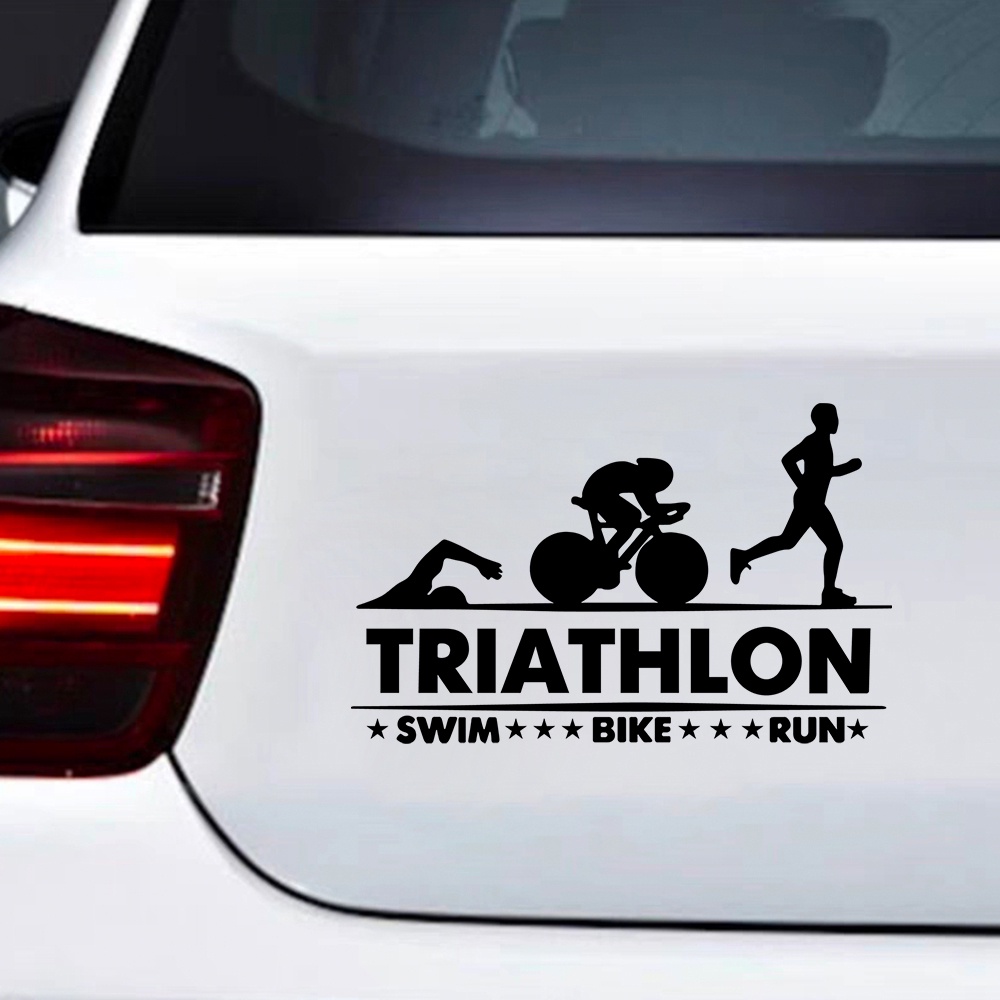 Ironman Triathlon Running Athlete Stickers รถ Windows สติ๊กเกอร์ติดกระจกหลังจักรยานรถจักรยานยนต์ด้านข้างด้านหน้าว่ายน้ําวิ่งสติ๊กเกอร์ฮอนด้ายามาฮ่าสติ๊กเกอร์ไวนิล