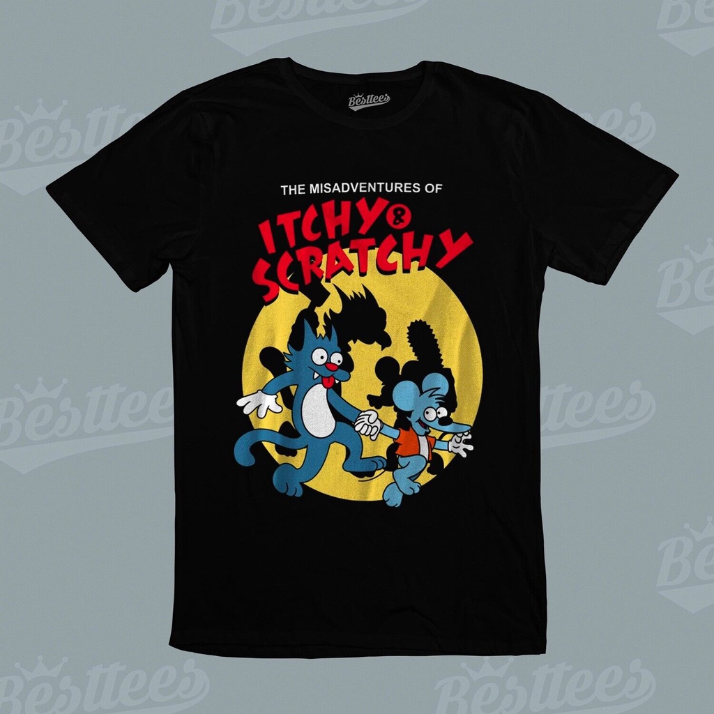 Unisex ผู้ใหญ่ผู้ชาย Simpsons Misadventure Of Itchy Scratchy เสื้อยืด