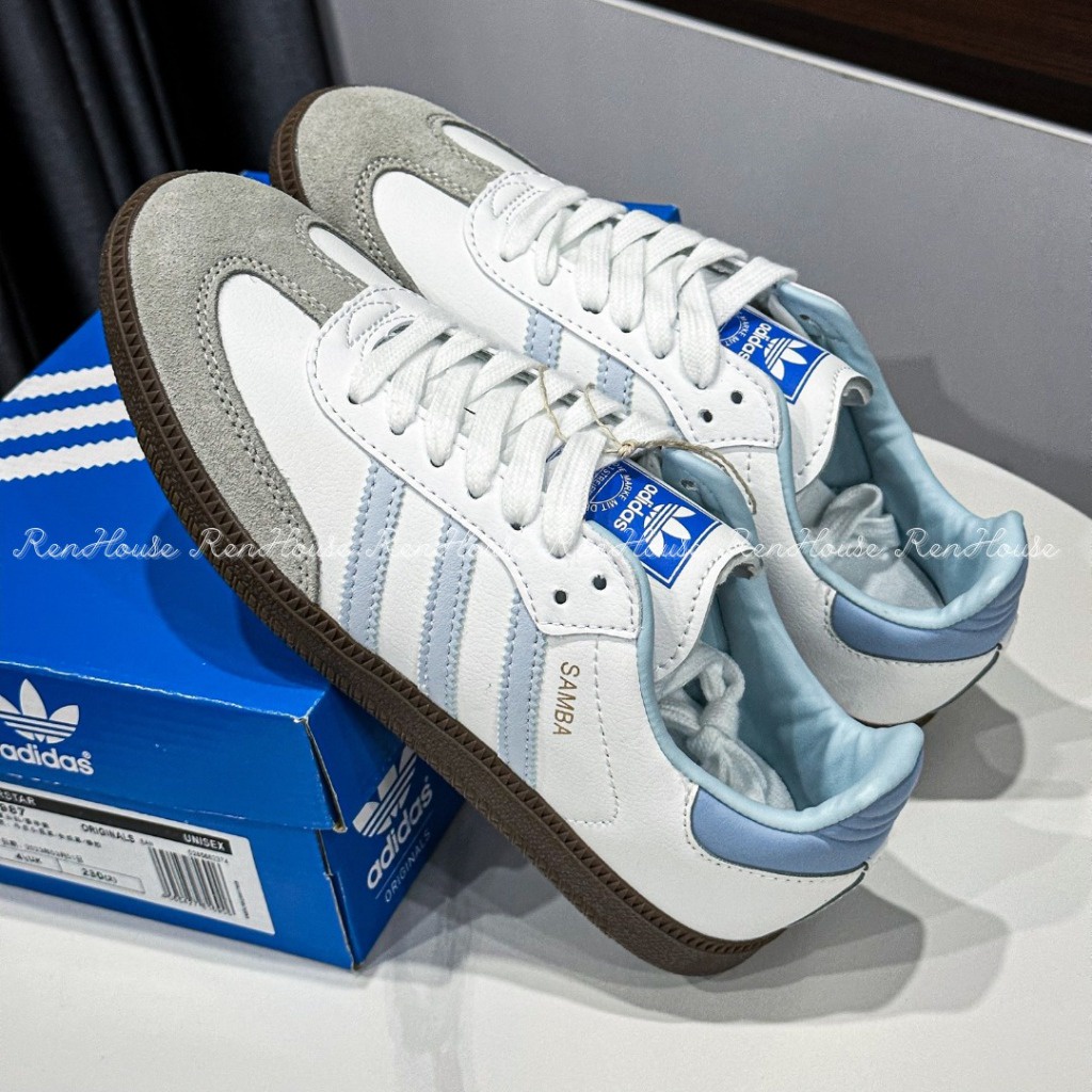 Adidas Samba Og Core White Blue / Halo Blue Shoes รุ่นใหม่-กล่องเต็ม รองเท้า train