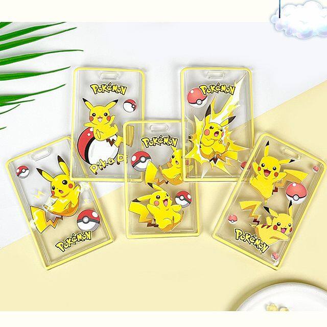 ที่ใส่บัตรแบบใส แบบตะขอและและสายดึง 2in1 กรอบใส่การ์ดแบบใสพิมพ์ลายกราฟฟิกการ์ตูนสุดฮิต