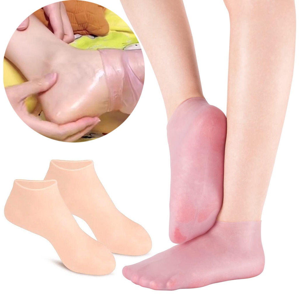 ถุงมือซิลิโคนเจล ให้ความชุ่มชื้น ป้องกันการแตก สําหรับดูแลผิวเท้า สปา จํานวน 1 คู่
