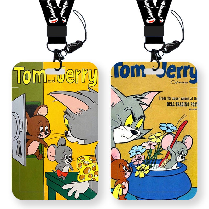 ซองใส่บัตรประจําตัว ป้ายชื่อ ลาย Tom and Jerry น่ารัก พร้อมสายคล้องคอ อุปกรณ์เสริม สําหรับนักเรียน สํานักงาน