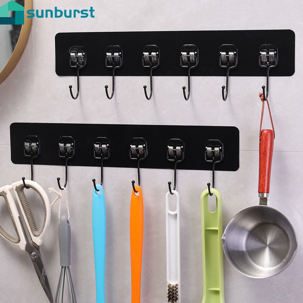 ตะขอแขวนผ้าขนหนู กุญแจ แบบติดผนัง 3 5 6 แถว โลหะ PVC ใส ไม่ทิ้งรอย สําหรับห้องน้ํา ห้องครัว
