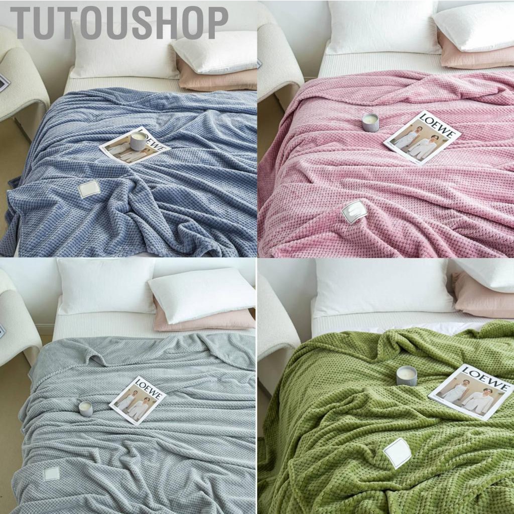 Tutoushop Cooling Blanket Milk Fleece Lattice Jacquard Summer Cold Single Nap for Sofa Bed Office