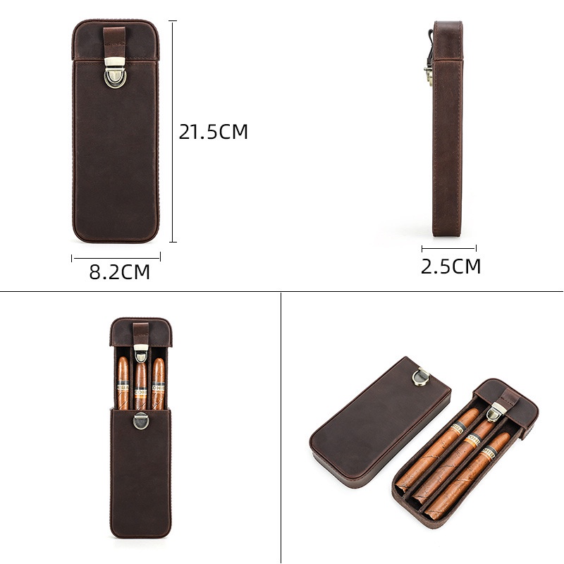 Sunwish SWS-ST0602 หนังแท้ 100% กระเป๋าหนังวัว ใส่ซิการ์ แบบพกพา หรูหรา สําหรับผู้ชาย