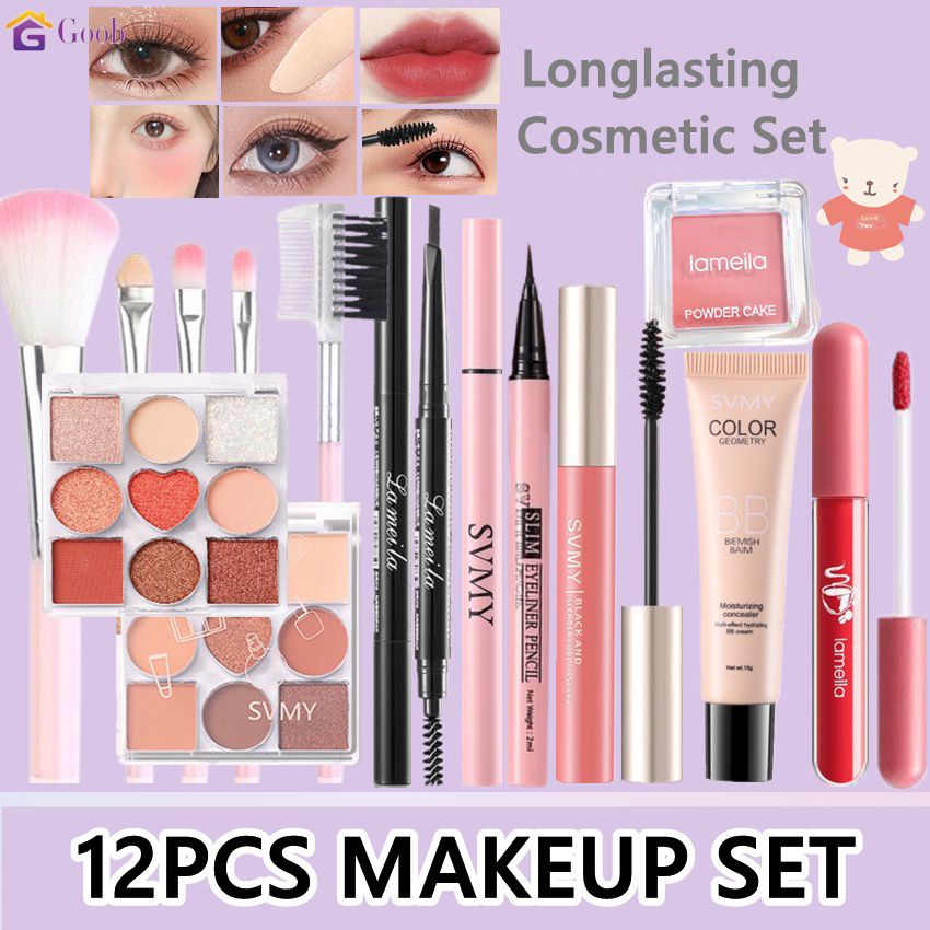 ชุดแต่งหน้า 12 ชิ้น อายแชโดว์ 9 สี พาเลตต์