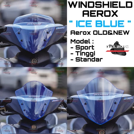 กระจกบังลม Winshield Aerox ICE BLUE สปอร์ต กระบังหน้า aerox Standard aerox ใหม่