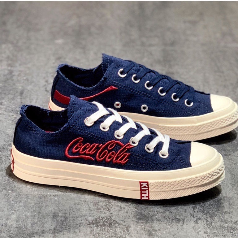 Kith X Coca-Cola x Converse Chuck 70 low-top casual sneakers navy blue สบาย ๆ  รองเท้า Hot sales