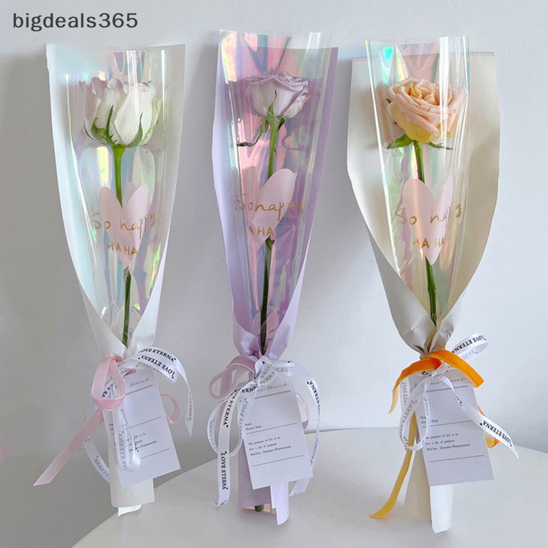 [bigdeals365] ถุงกระดาษแก้วใส่ช่อดอกกุหลาบ แบบใส สําหรับวันวาเลน 10 ชิ้น