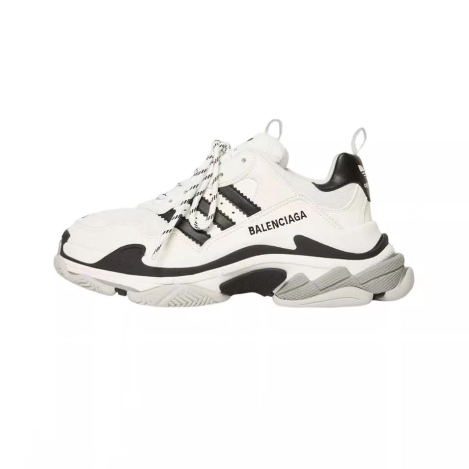 Adidas x Balenciaga "White/Black" ของแท้100%รองเท้าผ้าใบ รองเท้าวิ่งสบาย ๆ