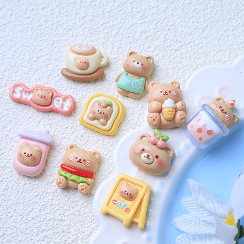 กิ๊บติดผมเรซิ่น รูปการ์ตูนหมีกาแฟน่ารัก เครื่องประดับ สําหรับติดผม ติดเคสโทรศัพท์ diy ราคา ถูกที่สุด ดีลบีเคเค แกลเลอรีภาพที่ 3
