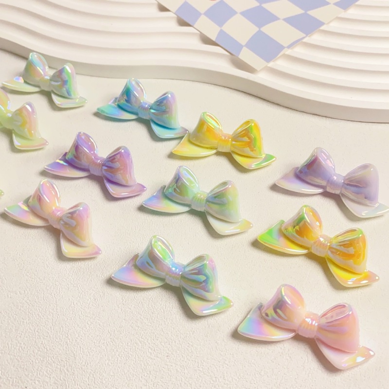 5 ชิ้น / แพ็ค เคลือบไฟฟ้า UV สีคู่ Starry Sky ไฟกลางคืน โบว์ ลูกปัด สําหรับ DIY โทรศัพท์ พวงกุญแจ วัสดุ อุปกรณ์เสริม