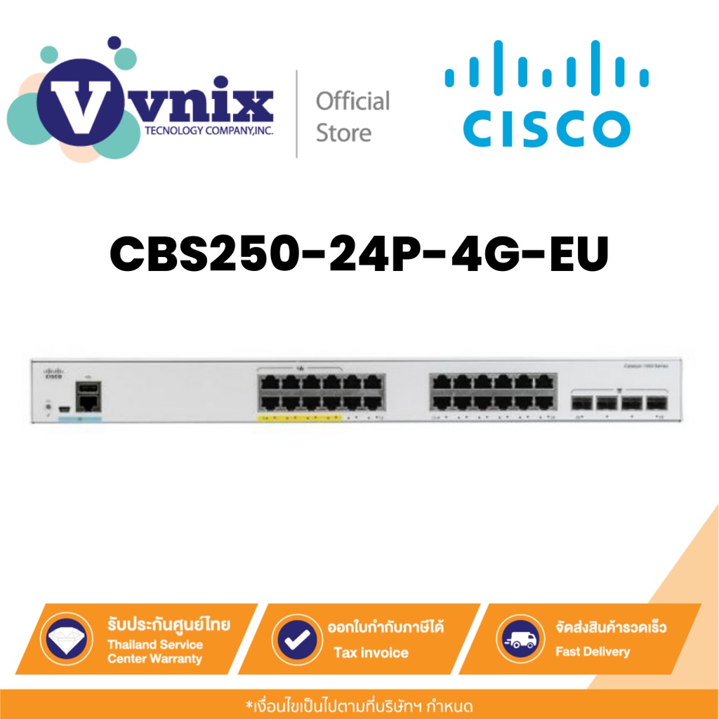 Cisco CBS250-24P-4G-EU CBS250 Smart 24-port GE PoE 4x1G SFP By Vnix Group