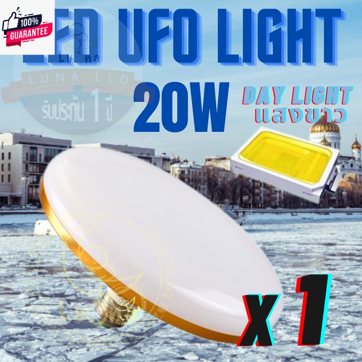 LED UFO Light E27 หลอดไฟ UFO หน้ากว้าง 12 เซนติเมตร ให้แสงสว่างรอด้าน 20W แพ็ค 1/2/5/10 หลอดไฟยูเอฟโอท้องถิ่น หลอดไฟLED