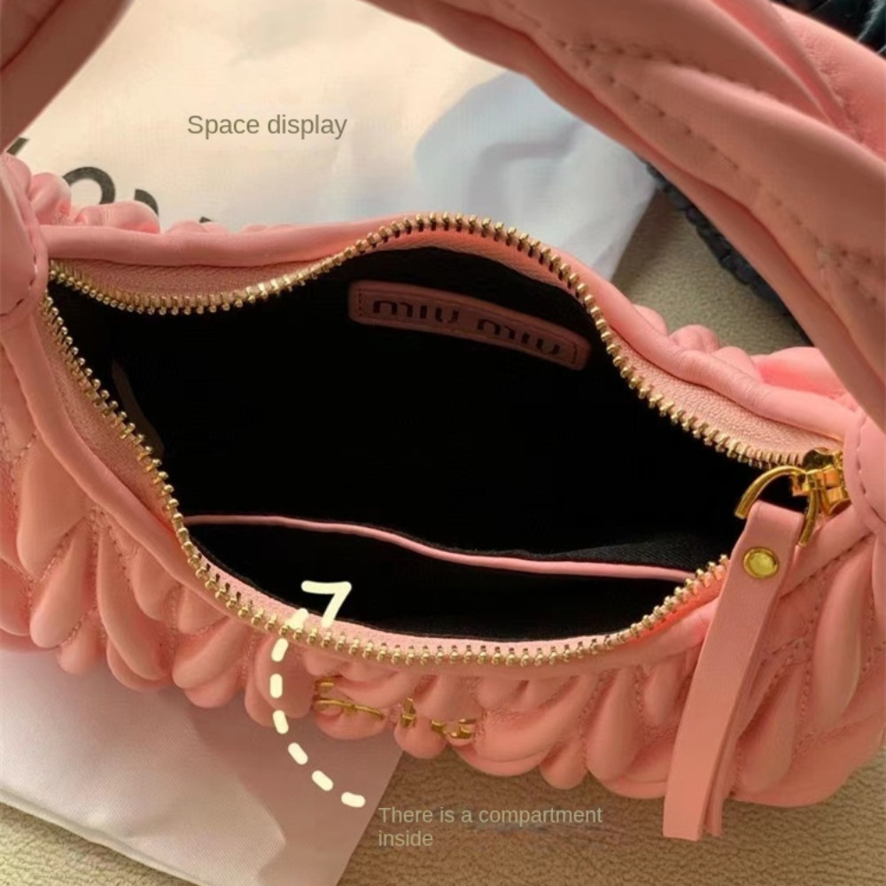 UUMIR   Underarm Bag, Sweet Miu Classic Handbag, Lady Purse Bags Sheepskin Pleat Elegant Korean Shouder Bag