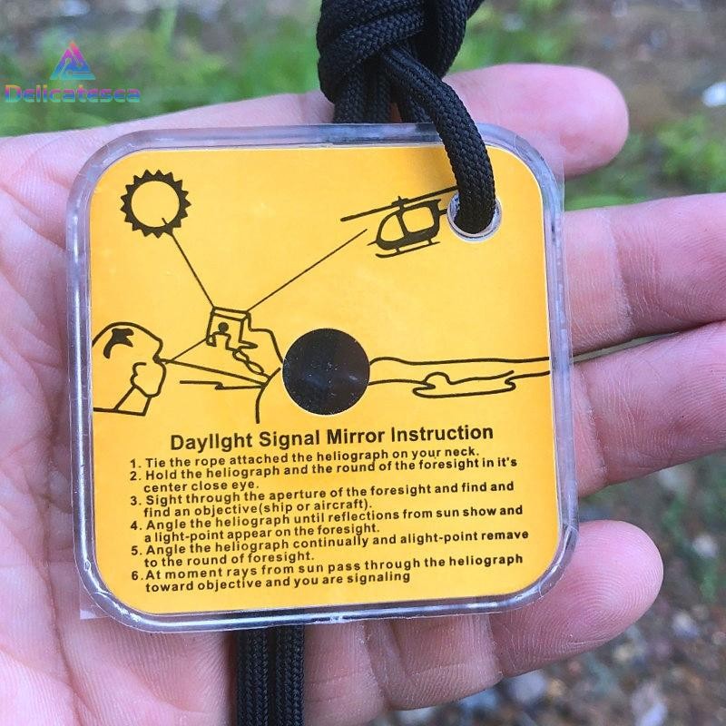 [Delicatesea] Outdoor Survival Reflector Multifunctional Signal Mirror Wilderness Distress Signal Mirror ใหม่