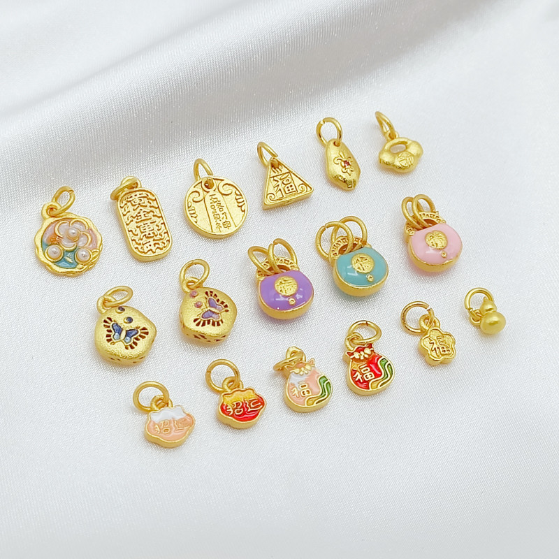 จี้ทรายทอง 18K Lucky Fortune God of Wealth Handmade DIY