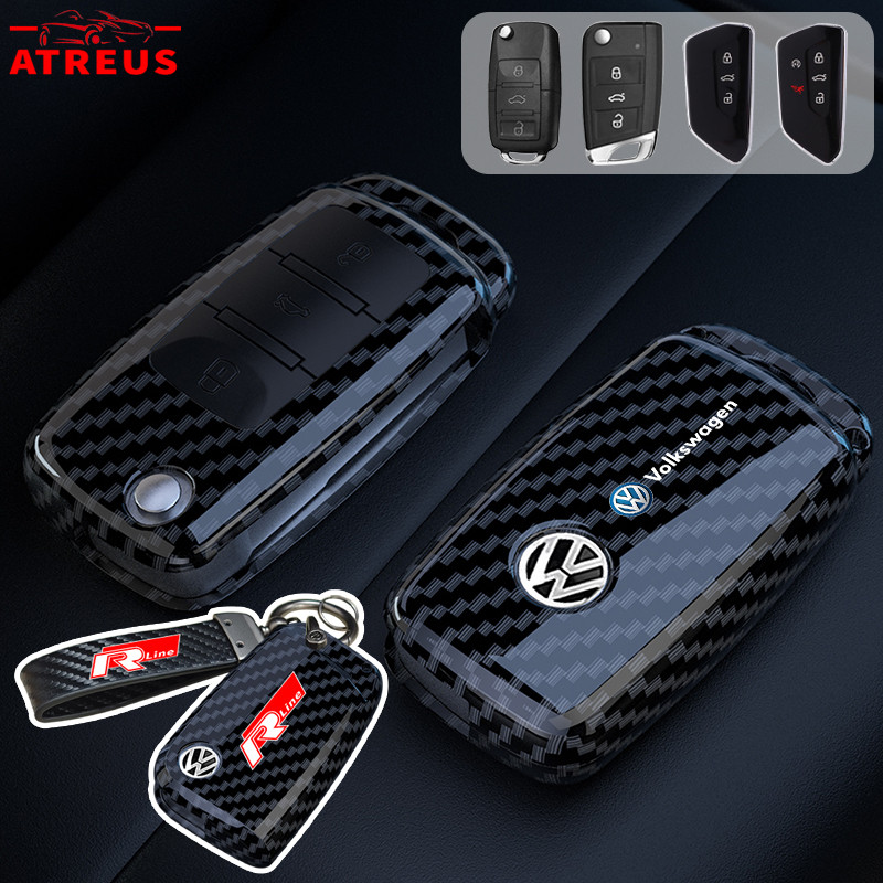 เคสกุญแจรีโมทรถยนต์คาร์บอนไฟเบอร์ สําหรับ VW Polo Golf mk3 mk6 mk7 Scirocco Beetle Passat B5 B6 B7 CC B8 T5
