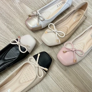 รองเท้าคัตชู หน้าโบว์สีทูโทน Meeer Your Everyday Shoes 'TWO-TONE EDITION' รองเท้าคัชชูทรงบัลเล่ห์ รองเท้าทรงแบน ผูกโบว์