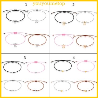 Youyo 4 ชิ้น แฟชั่น หัวใจ นางฟ้า สร้อยข้อมือ สําหรับผู้หญิง ด้าย มิตรภาพ สายรัดข้อมือ