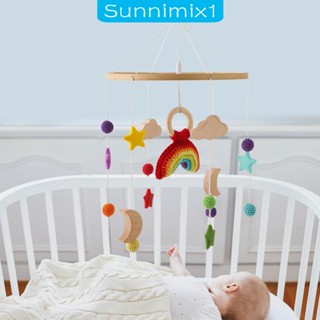 [Sunnimix1] โมบายไม้ รูปดวงจันทร์ สีรุ้ง สําหรับเด็กทารกผู้ชาย และเด็กผู้หญิง