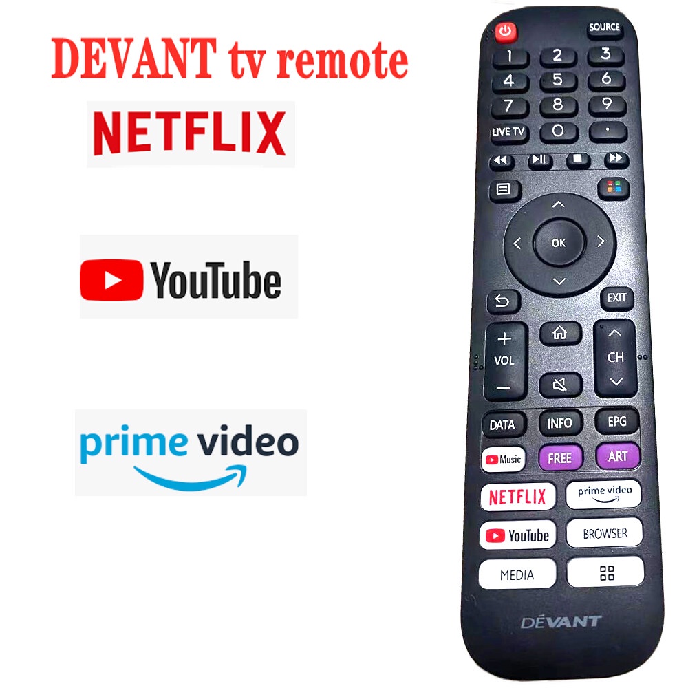สําหรับ DEVANT 55UHD202 LCD LED TV Player evision รีโมทคอนโทรลวิดีโอ prime เกี่ยวกับ YouTube NETFLIX