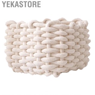 Yekastore Cotton Rope Bin  Hand Woven Storage  White Edges Polished Large  for Bedroom