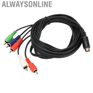 Alwaysonline 10 Pin AV DIN Cable Replacement Noise Reduction To 5 RCA for Projectors TVs