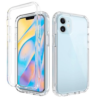 2 IN 1 เคสซิลิโคนใส กันกระแทก สําหรับ iPhone 15 13 12 11 14 Pro MAX XR XS MAX X SE 6 7 8 Plus