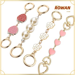 Rowans สายโซ่โลหะ ต่อขยายกระเป๋า ลายดอกไม้ สีทอง DIY สําหรับกระเป๋า 4 ชิ้น