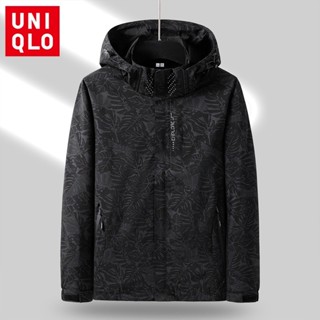 Uniqlo M-5XL ใหม่ เสื้อแจ็กเก็ต แขนยาว มีฮู้ด ลายพราง กันน้ํา กันลม แฟชั่นสําหรับผู้ชาย