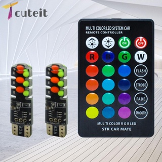 Tcuteit T10 W5W ไฟ LED RGB ทําความสะอาดรถยนต์ (พร้อมรีโมตคอนโทรล)