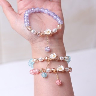 Creative Flower Pendant Beaded Bracelet Girls New Little Fresh Colorful Handicraft Popcorn Crystal Student Campus Handicraft Girl