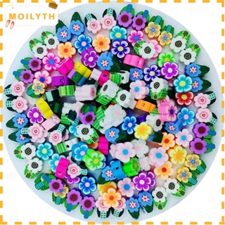 Moilyth ลูกปัดดินโพลิเมอร์ ลายดอกไม้ คละสี สําหรับทําสร้อยคอ DIY 300 ชิ้น