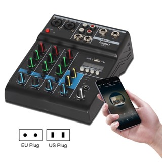 F-4a เครื่องมิกเซอร์เสียงไร้สาย 4 ช่อง บลูทูธ แบบพกพา เข้ากันได้กับ USB อินพุต Phantom Power