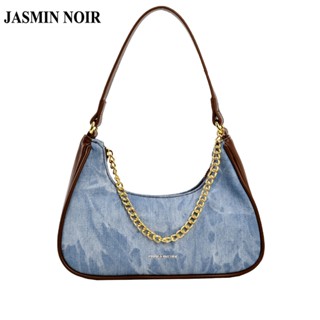 Jasmin NOIR PU และเดนิม กระเป๋าสะพายไหล่ กระเป๋าถือ สะพายข้าง สายโซ่ ขนาดเล็ก สําหรับผู้หญิง