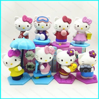 Star3 โมเดลฟิกเกอร์ Sanrio Hello Kitty เหมาะกับของขวัญ สําหรับตกแต่งบ้าน 8 ชิ้น