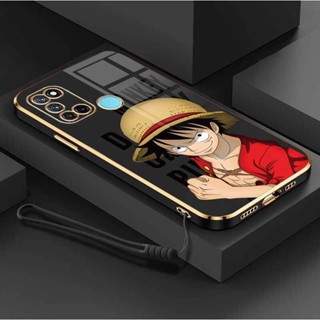 เคสโทรศัพท์มือถือ ซิลิโคนนิ่ม ป้องกันกล้อง ลายการ์ตูนลูฟี่ OnePiece หรูหรา พร้อมสายคล้อง สําหรับ realme 7 7i 7 Pro C17 realme Narzo 20 Pro