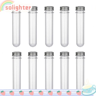 SOLIGHTER หลอดทดลองวิทยาศาสตร์ พลาสติกใส พร้อมฝาปิดอลูมิเนียม 45 มล. 10 ชิ้น สําหรับตกแต่งงานปาร์ตี้