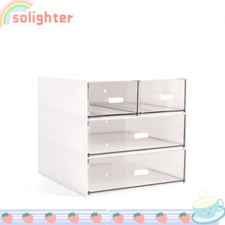 Solighter กล่องลิ้นชักพลาสติก 4 ชั้น สีขาว สําหรับเก็บเครื่องสําอาง